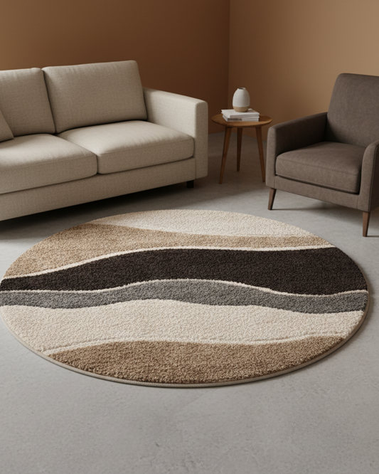 Vibrant Multicolor Round Microfiber Shaggy Rug – Soft Comfort with Anti-Slip Rubber Backing