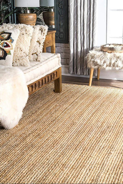 Kashyapa Rugs Collection – Handwoven Braided Jute Rectangle Carpet – Handmade and All Natural Rug – Multiple Sizes