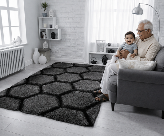 3D Bright Shaggy Microfiber Carpet – Soft Feel with Anti-Skid Rubber Backing
