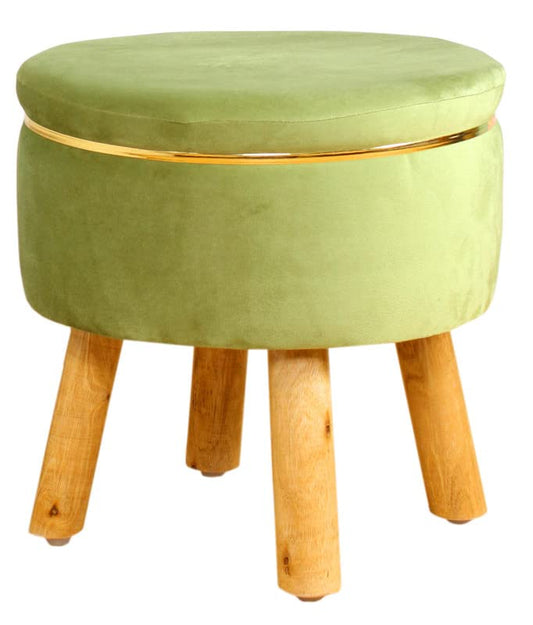 Kashyapa Rugs Collection - Ottoman Pouffes for Sitting Stool for Living Room Wooden Stools Chair Living Room Furniture Footrest Pouf Foot Stool for Office Room 16x16x17 inch, Light Green