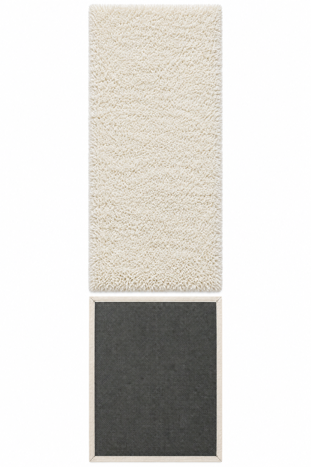 White Beautiful Premium Microfiber Bedside Runner 2 inch long pile - Soft Feel, Anti-Skid Backing