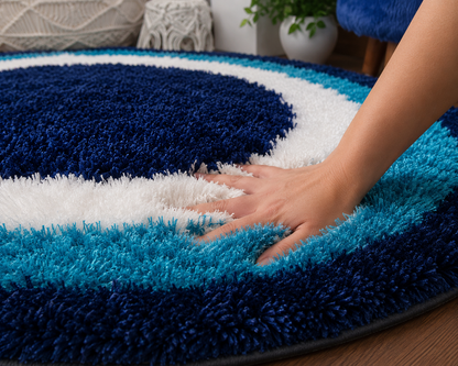 Multi Colour Soft Handmade Round Shaggy Carpet