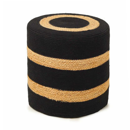 Woven Jute Pouf – Natural Texture with Black Touch for Bedroom & Living Room