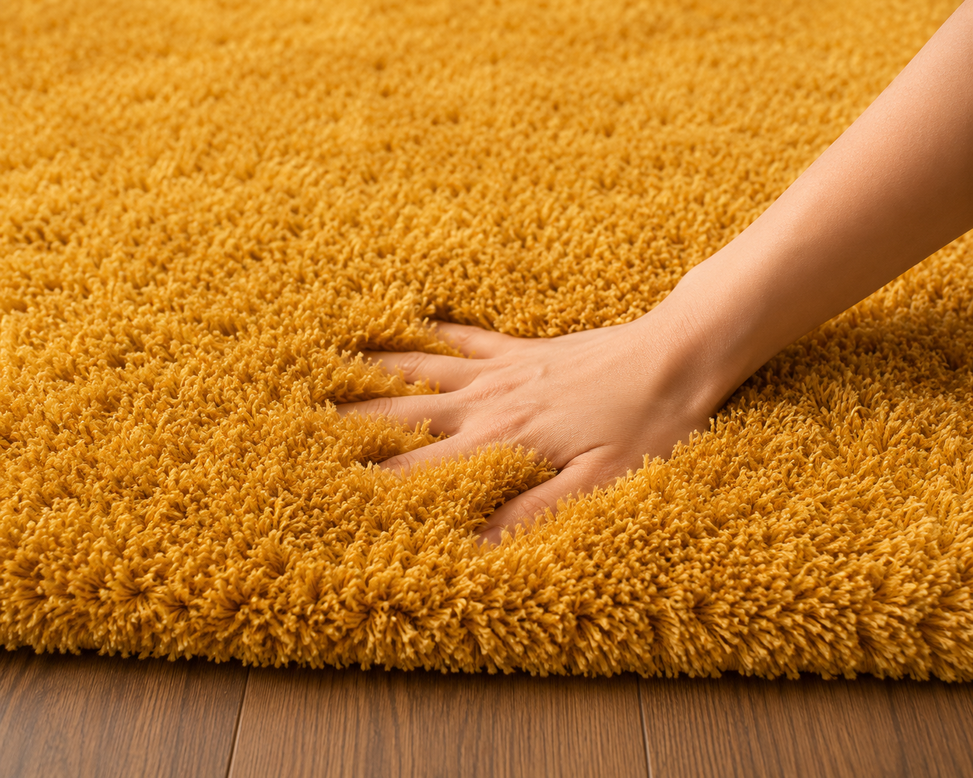 Mustard Plain Premium Design Microfiber Carpet – Soft Feel & Anti-Skid Rubber Backing