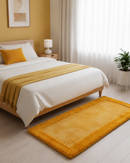 Multicolour Design Beautiful Premium soft Microfiber Bedside Shaggy Runner - Soft Feel, Anti-Skid Rubber Backing