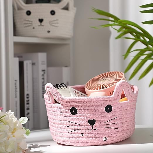Kashyapa Rugs Collection - Jute Cotton Gift Basket, Cute case for Closet, Packing, Wedding Packaging Organizer Box Jute Basket Handwoven Eco-Friendly Foldable Storage Basket Bins Organizer (10 x 10 inch)