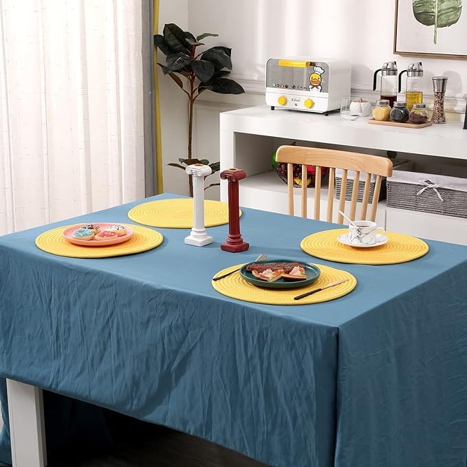 Washable Poly Cotton-Dining Table placement Set of 4 pc with Tea Coaster (Yellow)