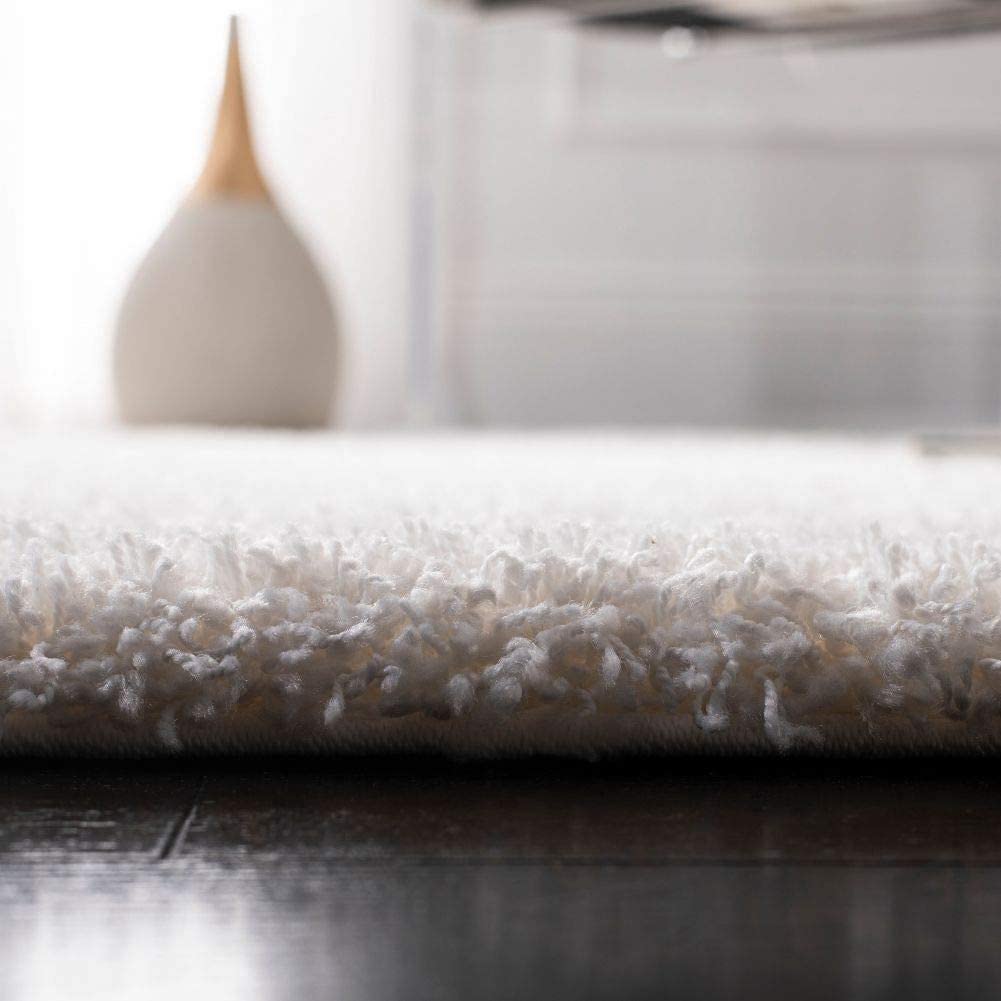 White Shaggy Rug for Living touch Extra Soft Microfiber Hand tufted Carpet