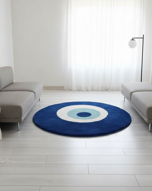 Blue Eyes Soft Micro Premium Round Shaggy Rug – Extra Soft with Anti-Skid Rubber Backing