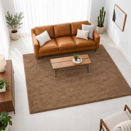 Skin Beige 2-Inch Pile Extra Fluffy Shaggy Rug – Soft Feel with Anti-Skid  Backing