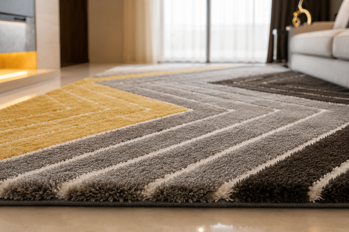 Multicolour 3D Zigzag Shaggy Microfiber Rug – Soft Feel with Anti-Skid Rubber Backing