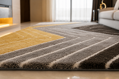 Multicolour 3D Zigzag Shaggy Microfiber Rug – Soft Feel with Anti-Skid Rubber Backing