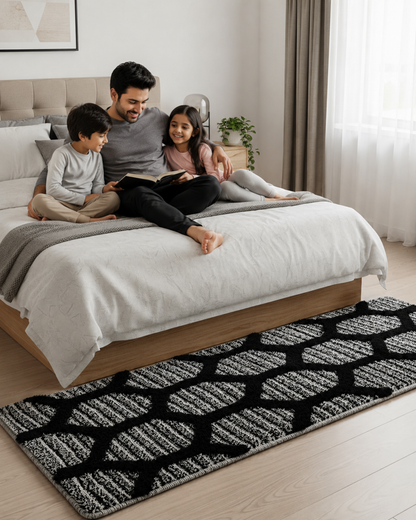 Soft Microfiber Bedside Runner – Anti-Skid Rubber Backing & Washable