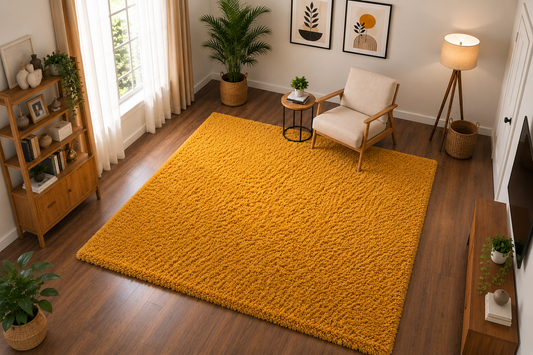 Mustard Plain Premium Design Microfiber Carpet – Soft Feel & Anti-Skid Backing