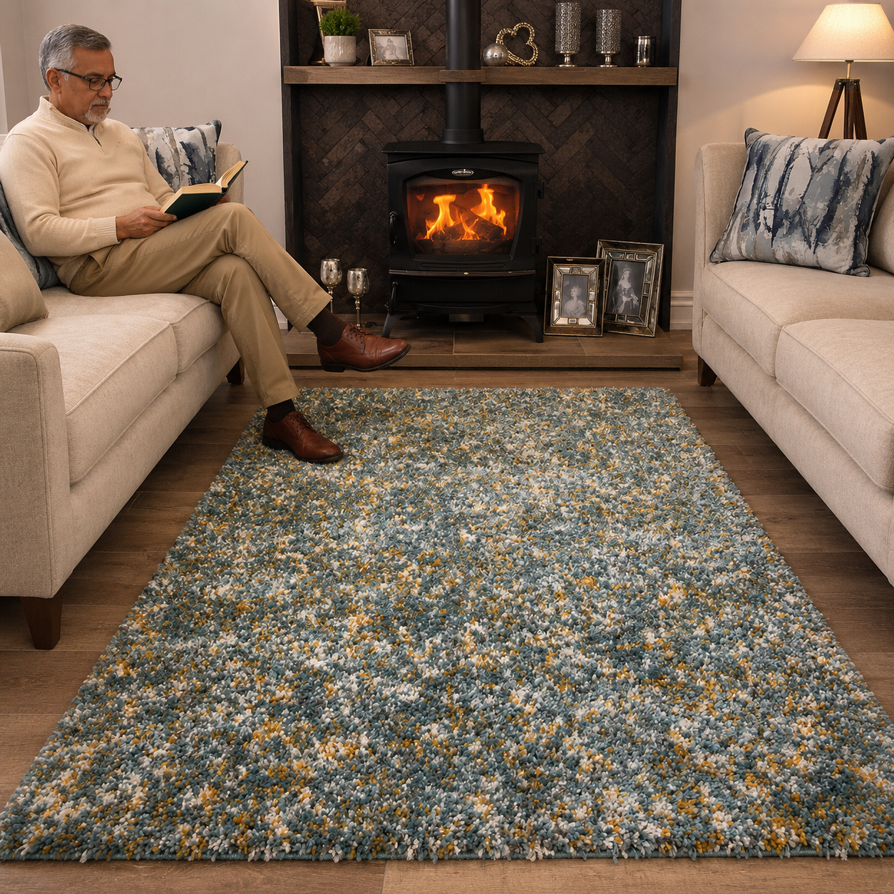 Premium Multi Color Extra Soft Carpet For Living Room (2 Inch Pile)