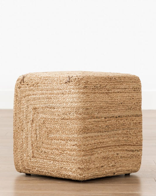 Box Design Hand Braided Jute Pouf – Premium Natural Accent for Living Room & Bedroom
