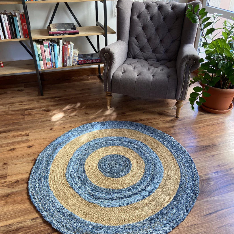 Kashyapa Rugs Collection - Handmade Recycled Jute & Denim Braided Carpet – Colorful Contemporary Eco-friendly – Multiple Sizes