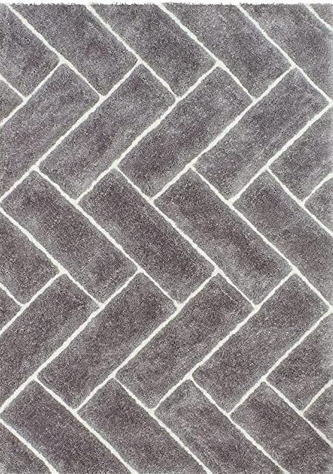 Kashyapa Rugs Collection - Grey & White Hand Tufted Modern Floor Shaggy Rug.