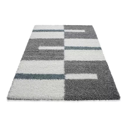 Kashyapa Rugs Collection - Ivory With Grey Modern Soft Shaggy Rug Fluffy Home Decorative Carpet.