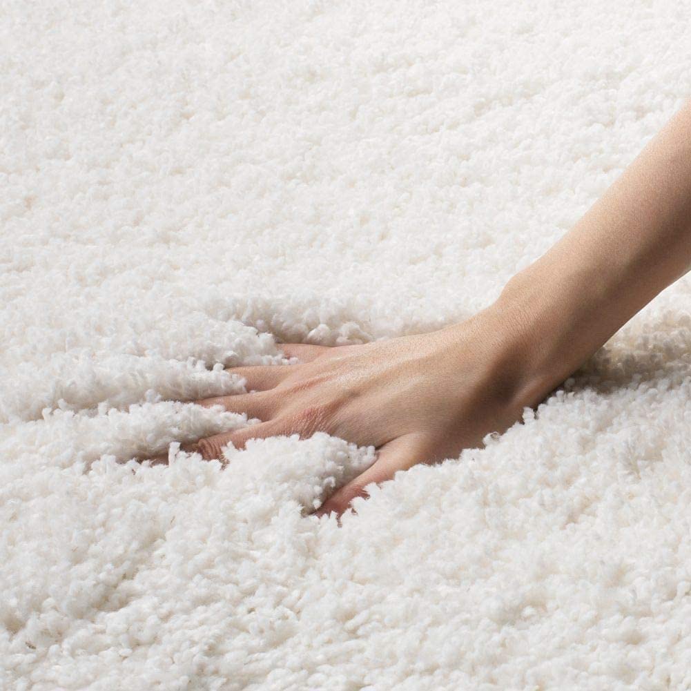 White Shaggy Rug for Living touch Extra Soft Microfiber Hand tufted Carpet