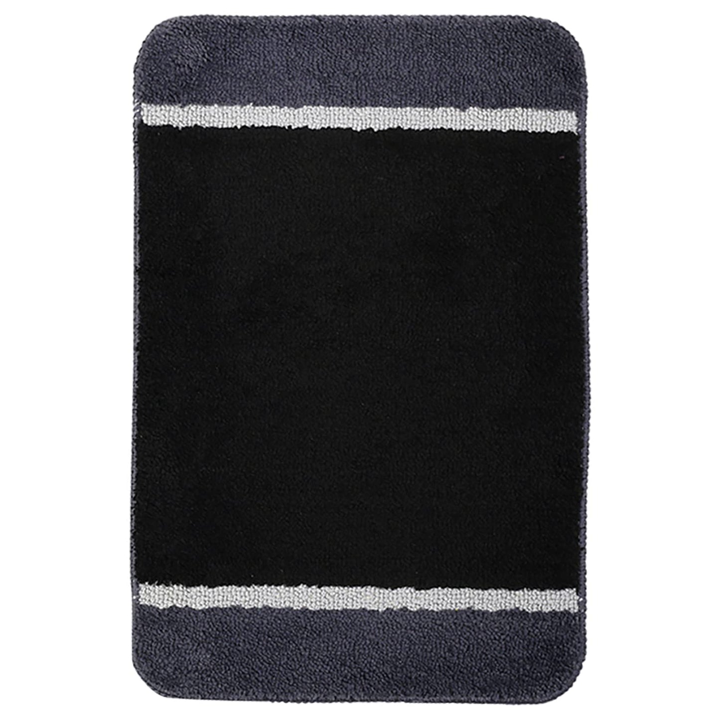 Kashyapa Rugs Collection - Affordable Mat for Floor Black & Grey Super Soft Microfiber Door Mats for Home & Office. pack of 1 Pcs.