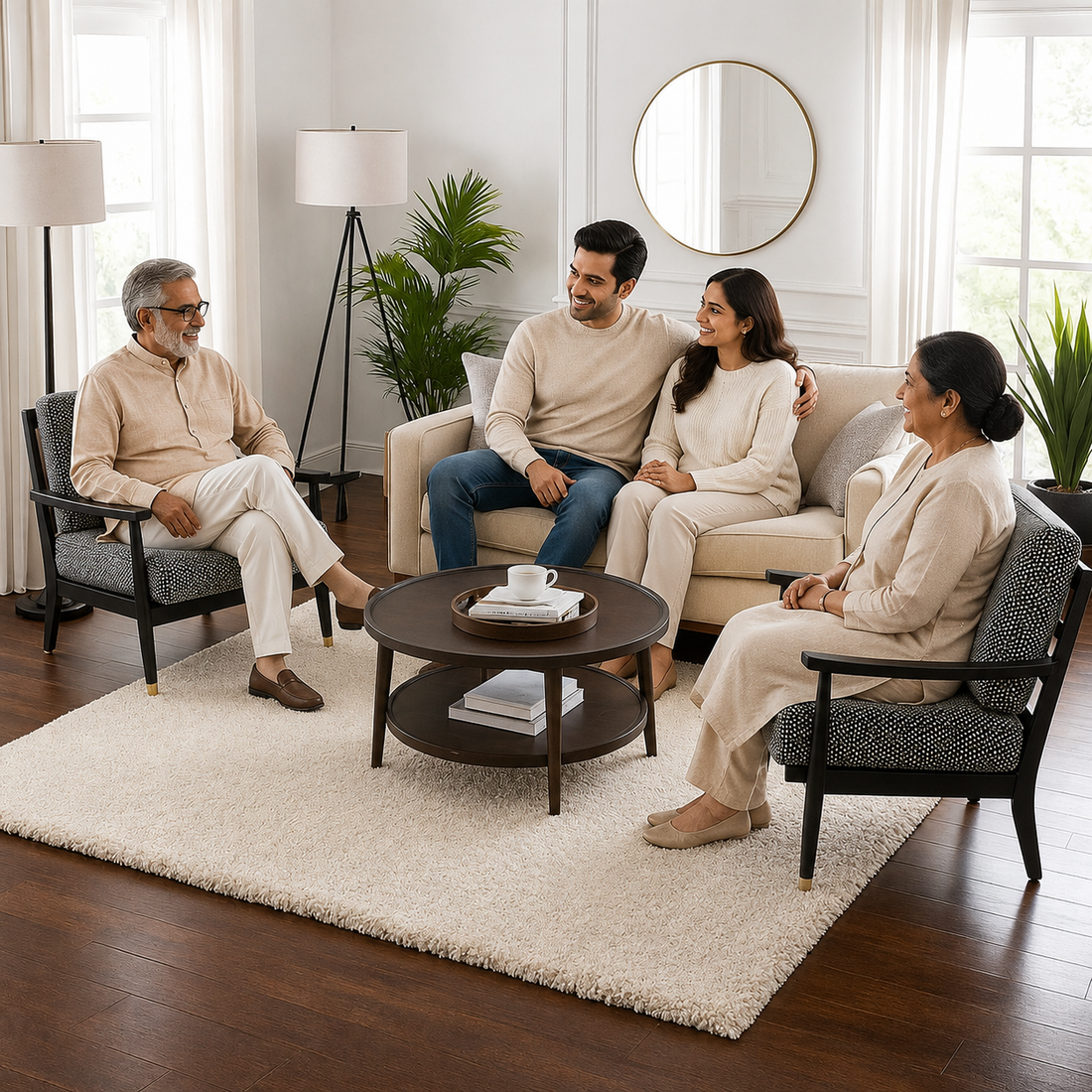 KashyapaRugs plain cream microfiber carpet – plush solid cream pile, timeless neutral finish, anti-skid rubber backing for living rooms and bedrooms