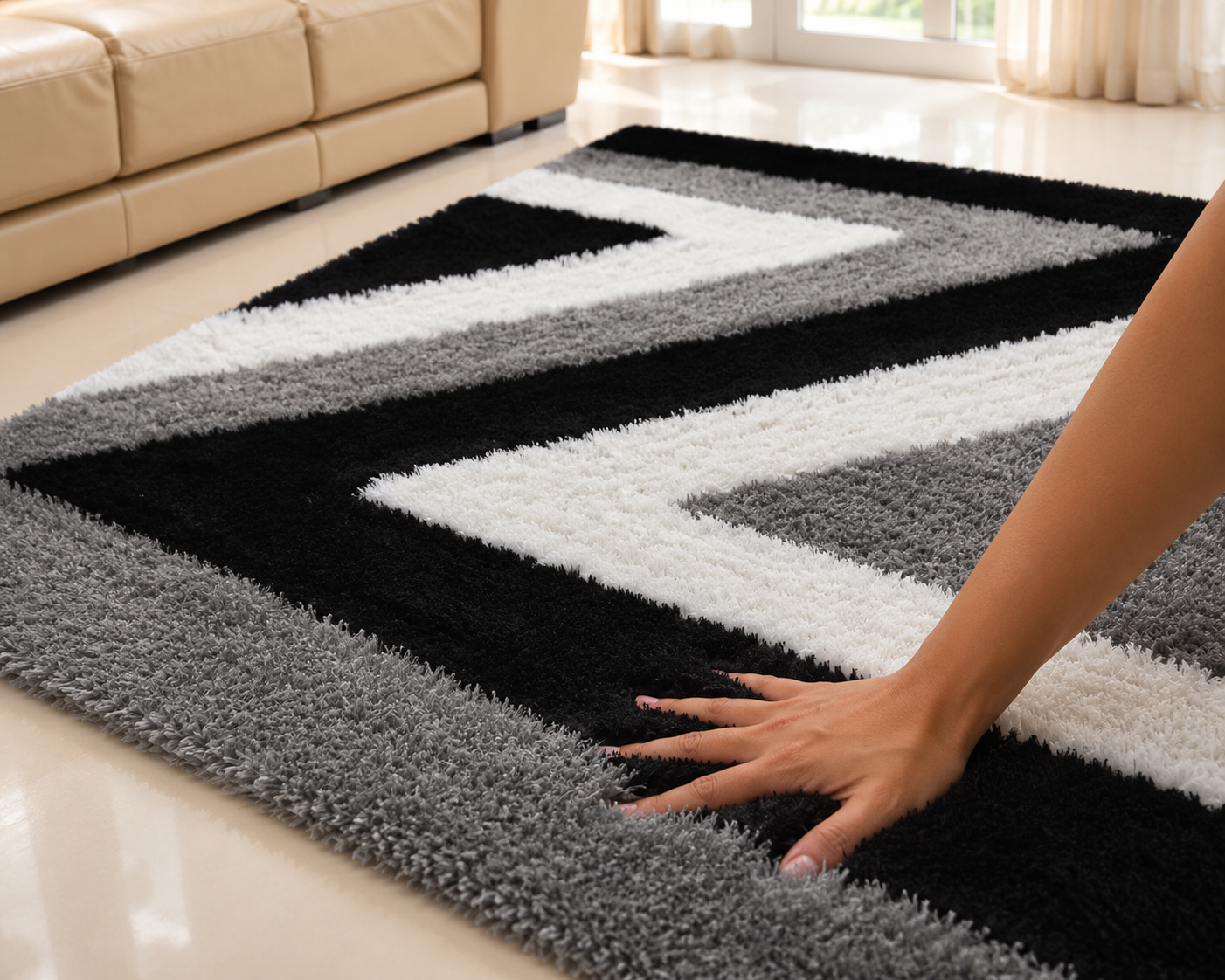 Multi colours Living Room Shaggy Carpet.