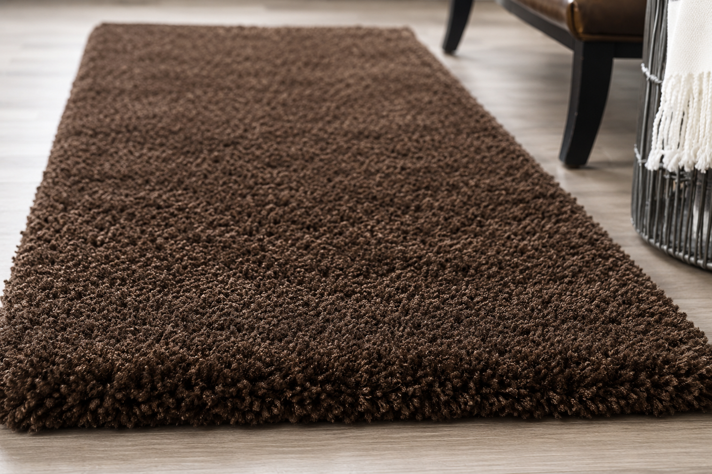 2 inch long pile Extra Fluffy Beautiful Dark Brown Premium Microfiber Runner - Soft Feel, Anti-Skid Rubber Backing
