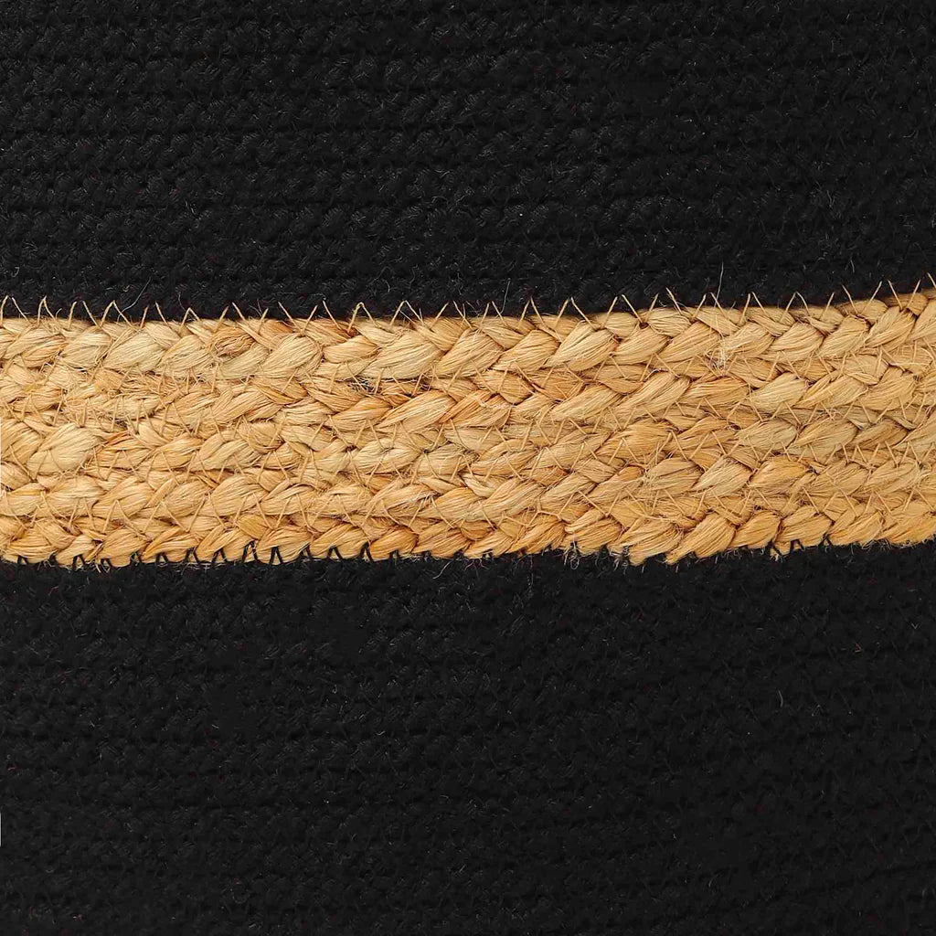 Woven Jute Pouf – Natural Texture with Black Touch for Bedroom & Living Room