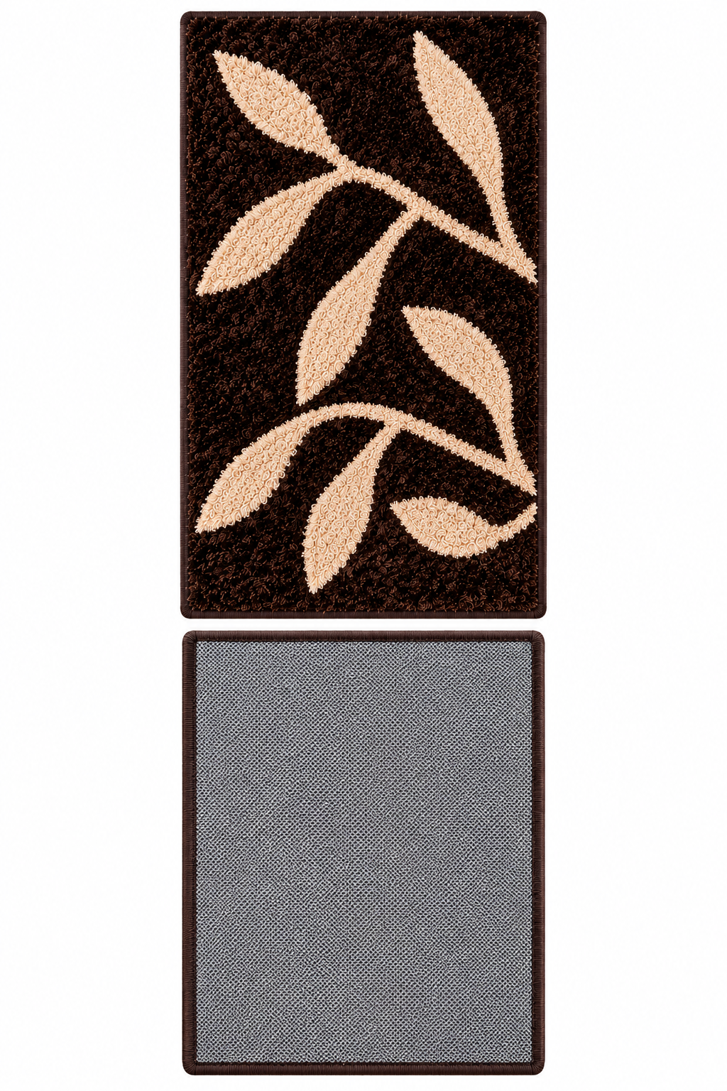 Brown with Beige Leaf Beautiful Premium Microfiber Bedside Runner