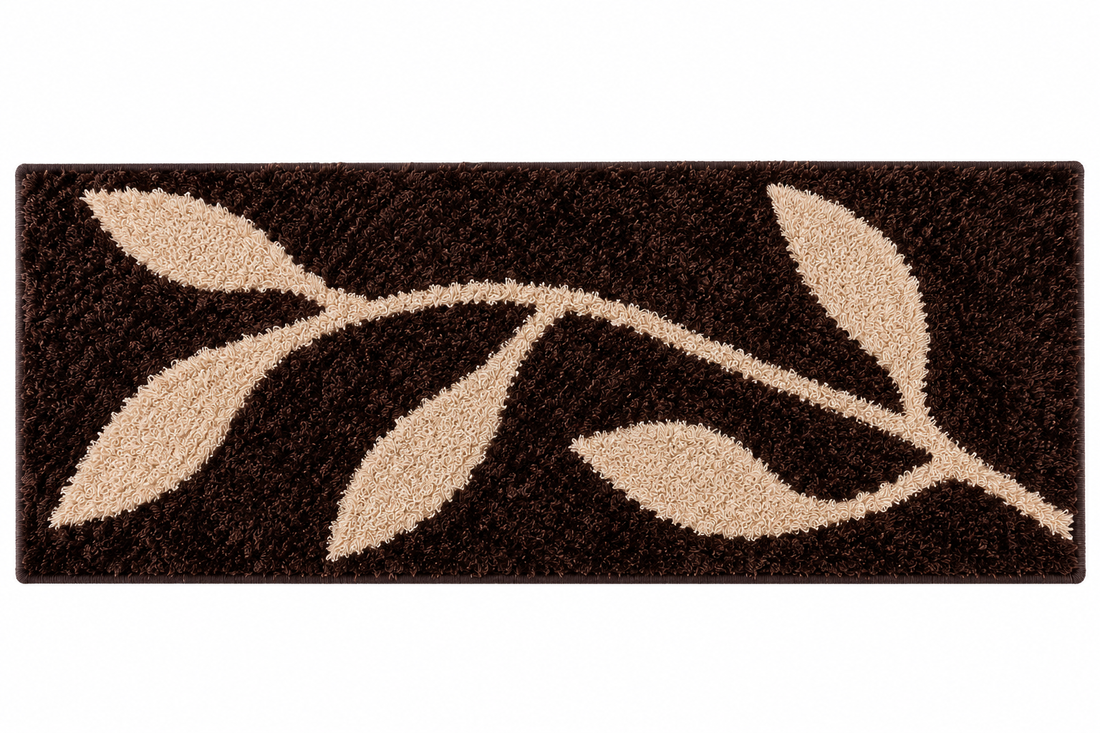 Brown with Beige Leaf Beautiful Premium Microfiber Bedside Runner