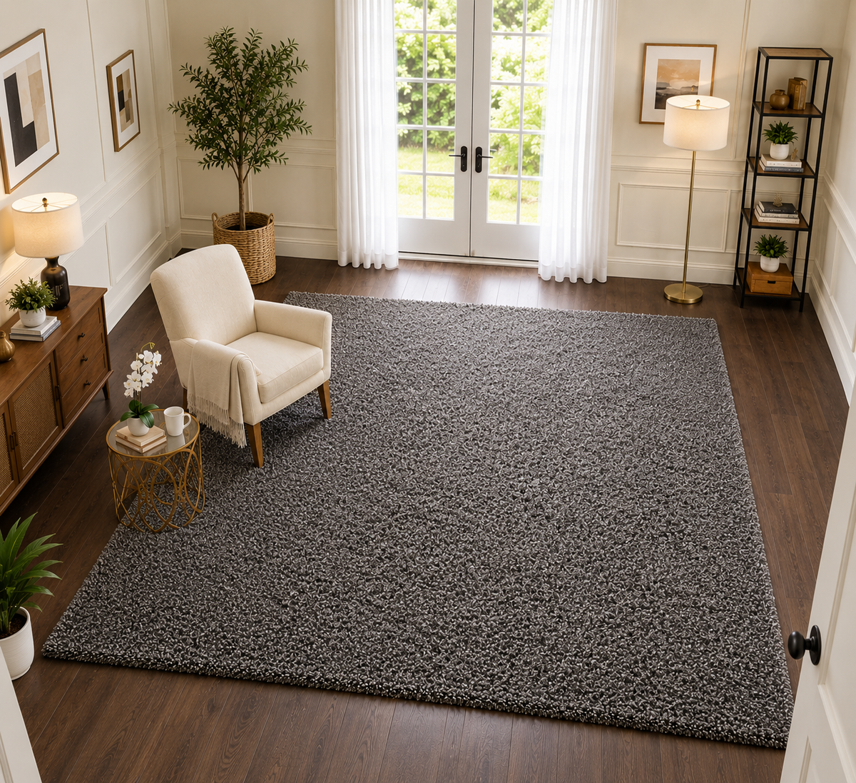 Plain Dark Grey Premium Carpet – Soft Feel with Anti-Skid Backing