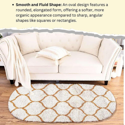 Premium Mustard-Ivory Moroccan Style Shaggy Rug – Plush Soft Touch, Non-Slip Rubber Base