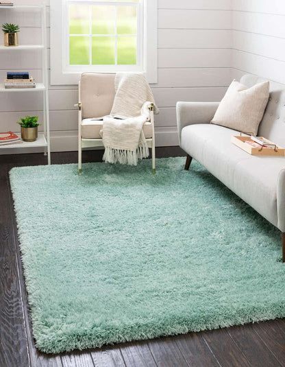 Super Soft Microfiber Hand tufted Silk Touch Plane Luxury Living Area, Childroom & Bedroom Rug. ( Light Green Sky )