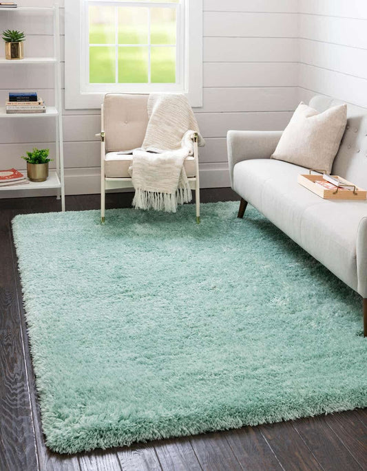Super Soft Microfiber Hand tufted Silk Touch Plane Luxury Living Area, Childroom & Bedroom Rug. ( Light Green Sky )