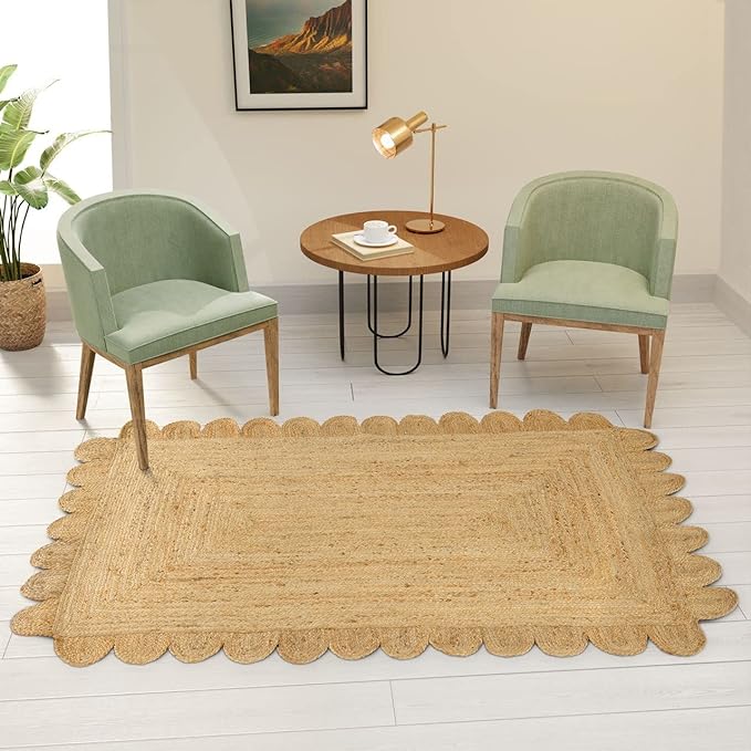 Kashyaparugs handwoven braided 100% natural jute rectangular area rug – eco-friendly, soft texture, multiple sizes available