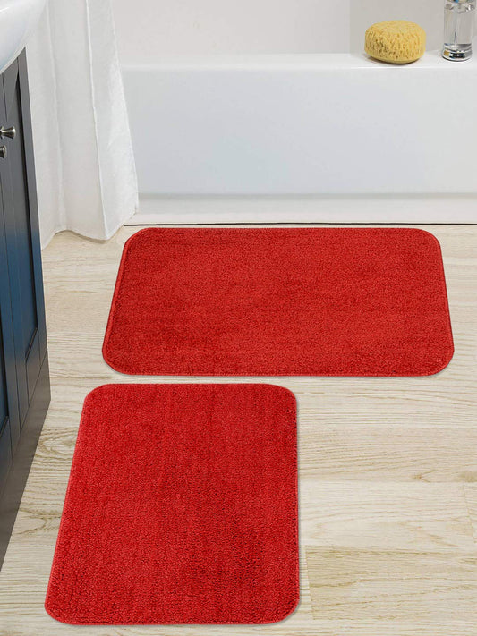 Kashyapa Rugs Collection - Affordable Red Color Super Soft Microfiber Door Mat