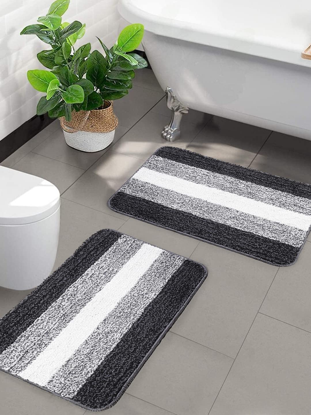 Kashyapa Rugs Collection - Affordable Mat for Floor Black & Grey Super Soft Microfiber Door Mats for Home & Office.