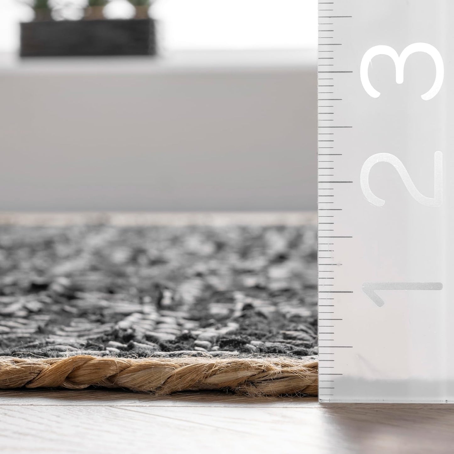 Natural & Black Double Border Jute Area Rug.