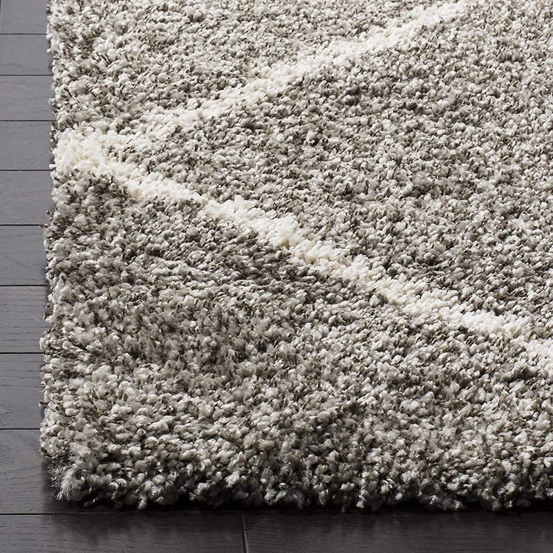 Diamond Cross Super Soft Microfiber Silk Touch Rugs Grey With Ivory Living Area Rug - Soft Feel with Anti-Skid Backing