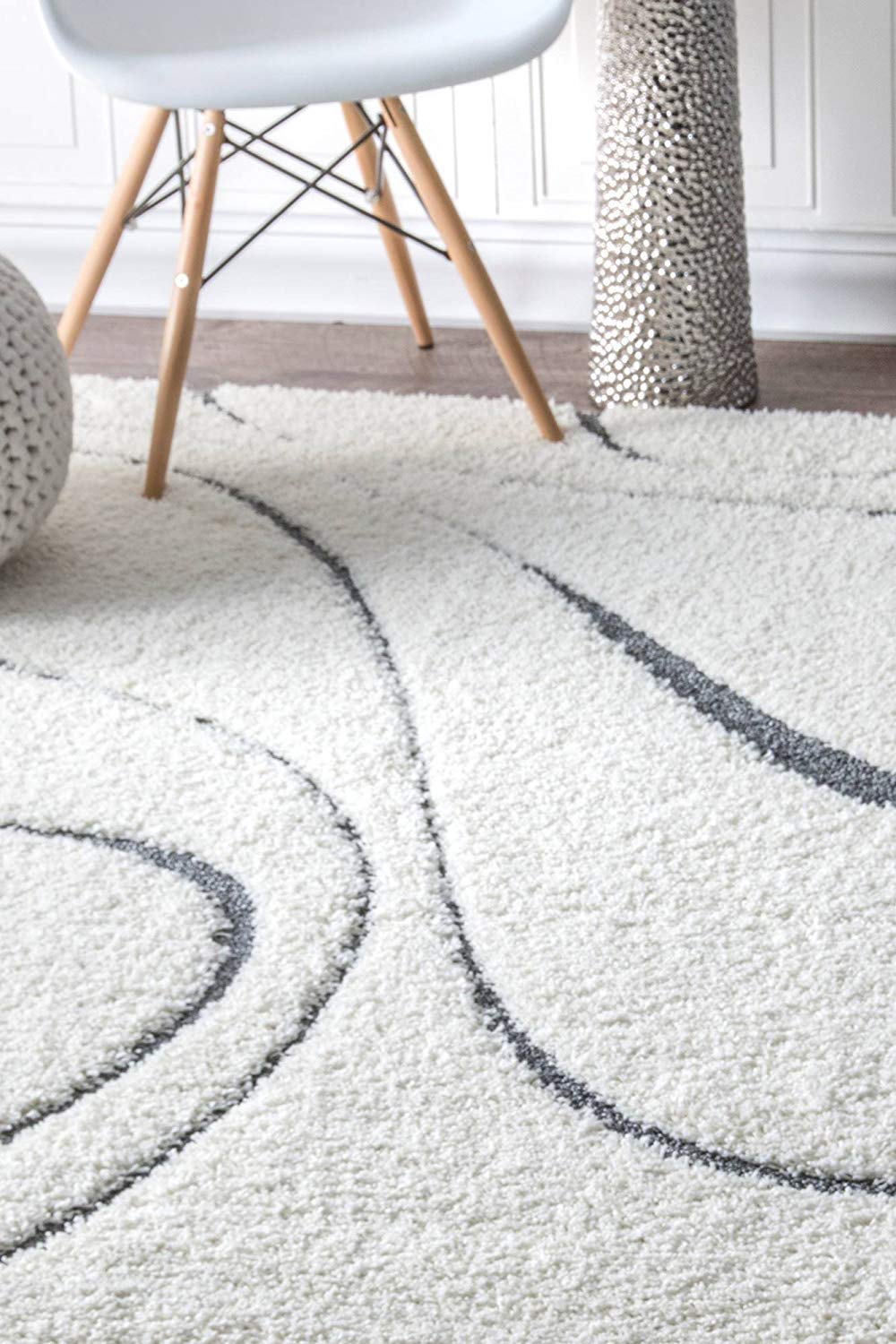 Kashyapa Rugs Collection- Micro Weaves Carpet Ivory With Grey Double Shade Modern Area Rug.