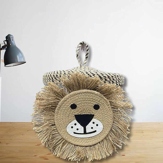 Kashyapa Rugs Collection - Animal Storage Basket for Kids, Rope Storage Basket for Baby Diaper, Stuffed Animal Storage Bin Rope Basket for Kids Toy, Baby Laundry Baskets