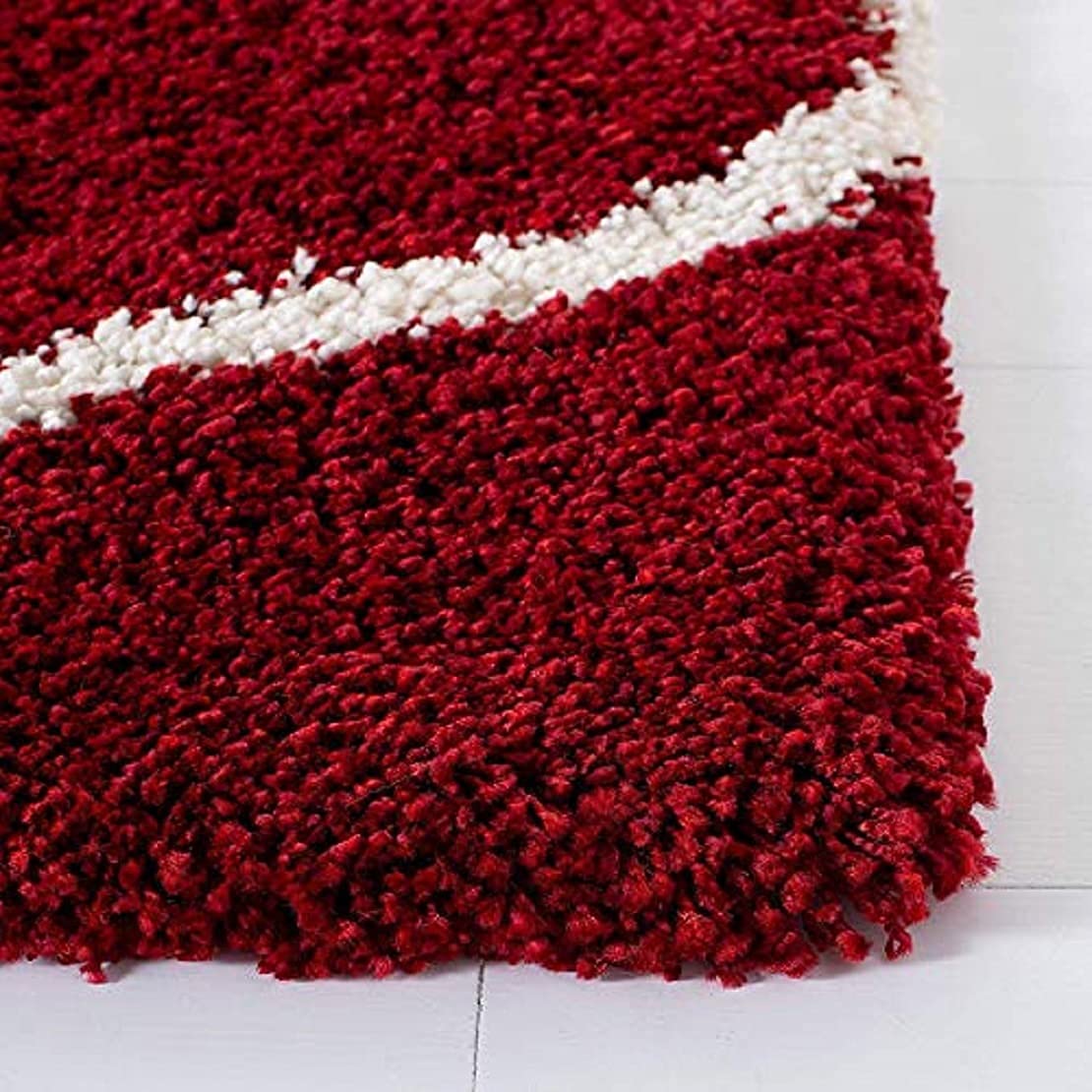 Moroccan Style Microfiber Carpet Runner Red & Ivory Soft, Non-Slip, Easy to Clean hand tufted Bedside Runner.
