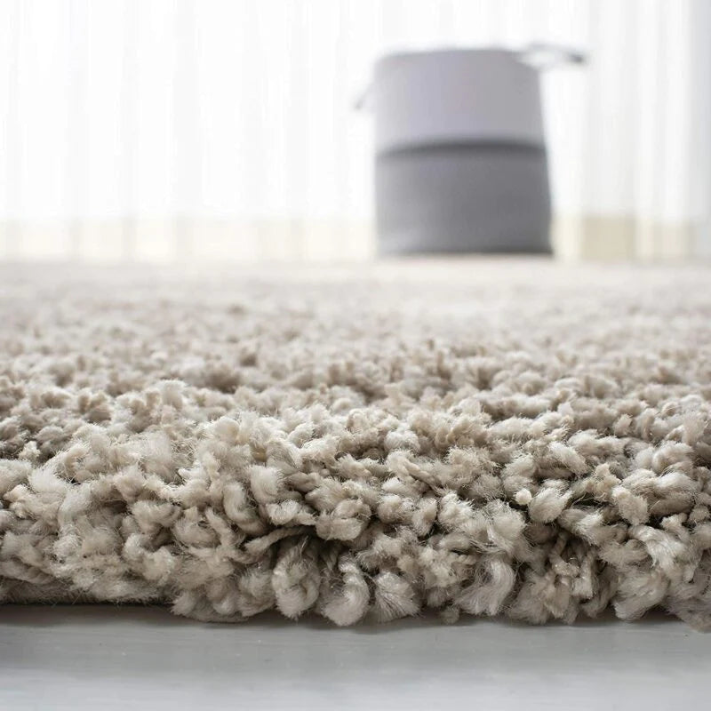 Micro Plain Beige With Grey Soft Modern Shaggy Rug.