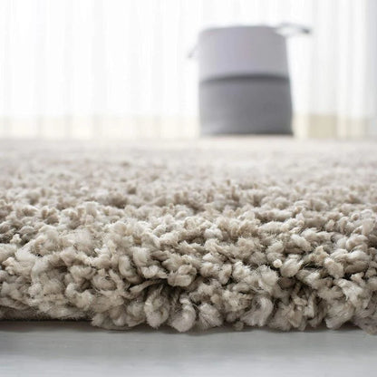 Micro Plain Beige With Grey Soft Modern Shaggy Rug.