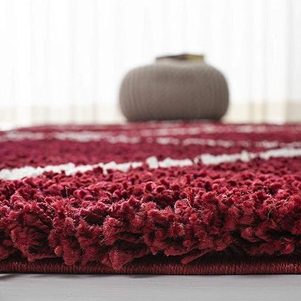 Maroon & Ivory  Microfiber Bedside Runner - Soft Feel, Anti-Skid Backing