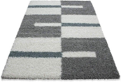 Kashyapa Rugs Collection - Ivory With Grey Shaggy Rug For Soft touch Microfiber Hand tufted Carpet