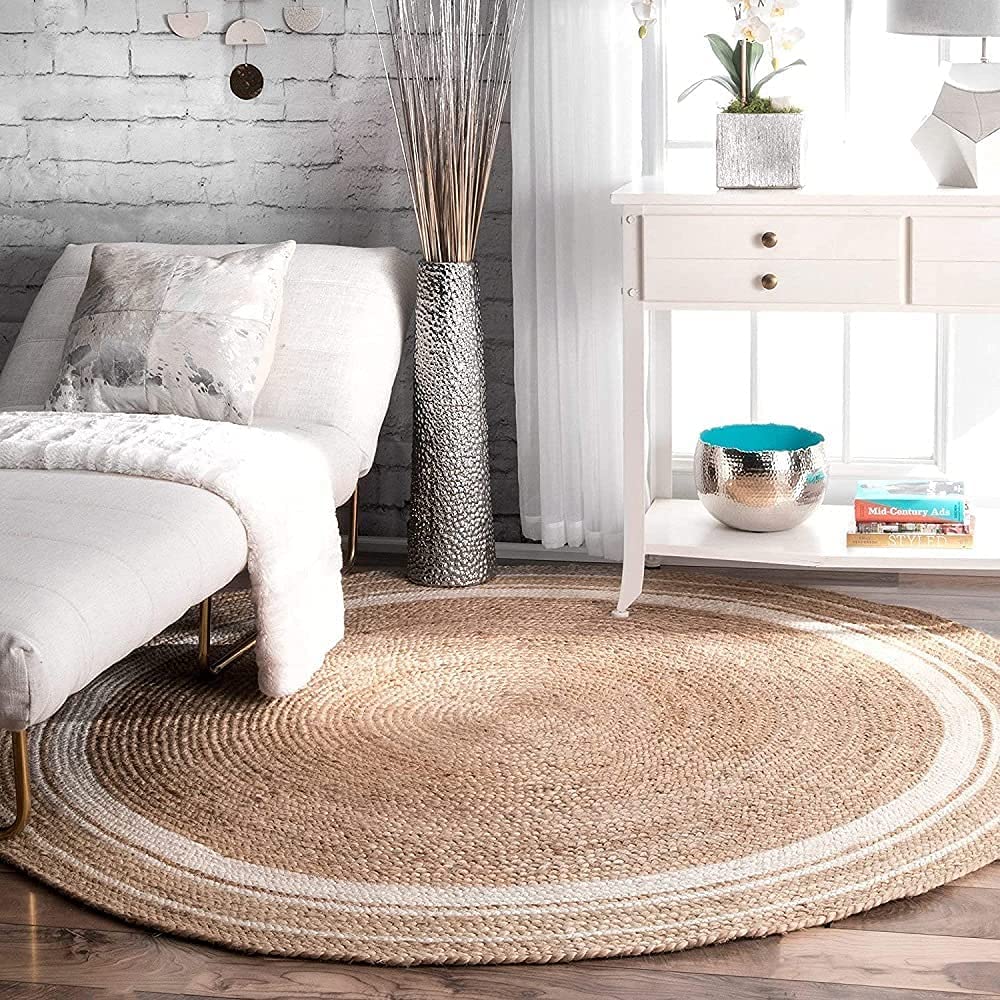 Natural Jute and Cotton Ecofriendly Carpet Round.