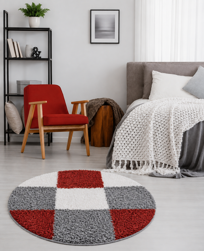 Multicolor Soft Microfiber Fluffy Premium Round Shaggy Rug - Soft Feel with Anti-Skid Rubber Backing