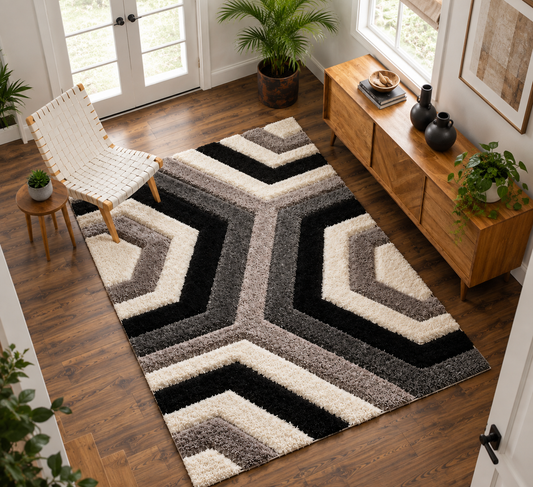Multi Colour 3D Stylish Premium Modern Shaggy Carpet.